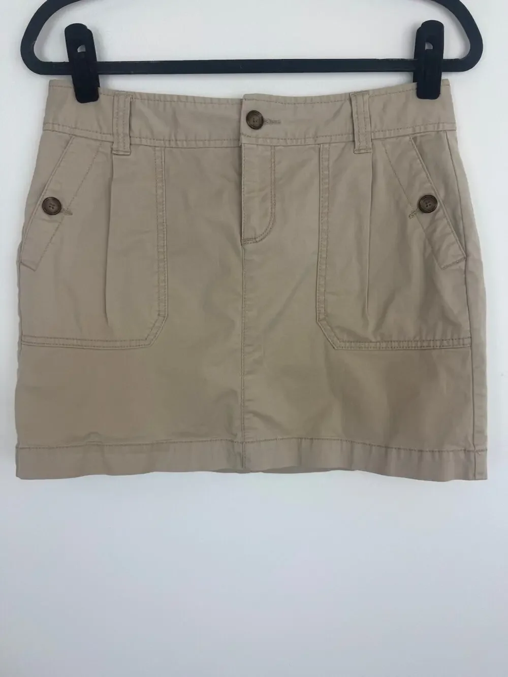 Vintage Old Navy Womens Khaki 90s Y2K Mini Button Pocket UtilityCasual Skirt 6